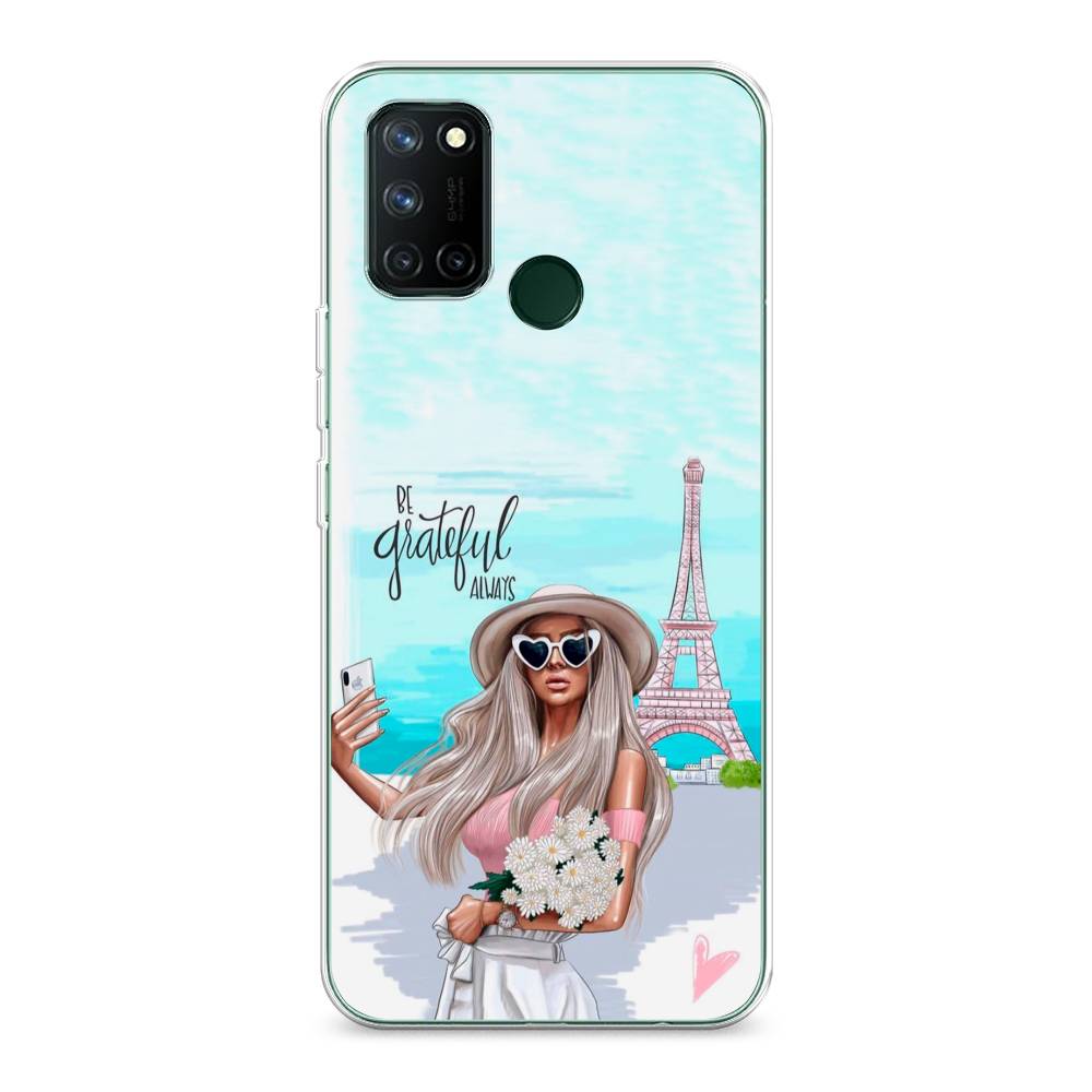 

Чехол на Realme 7i "Селфи Париж", Голубой;бежевый, 253950-6