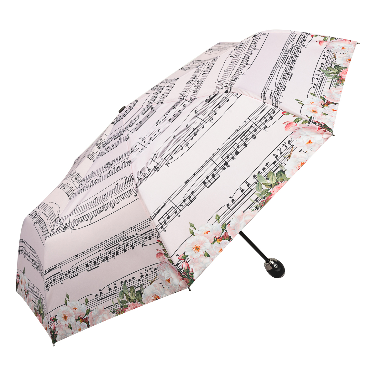 Зонт складной женский автоматический EMME M511-OC Music & Roses, розовый