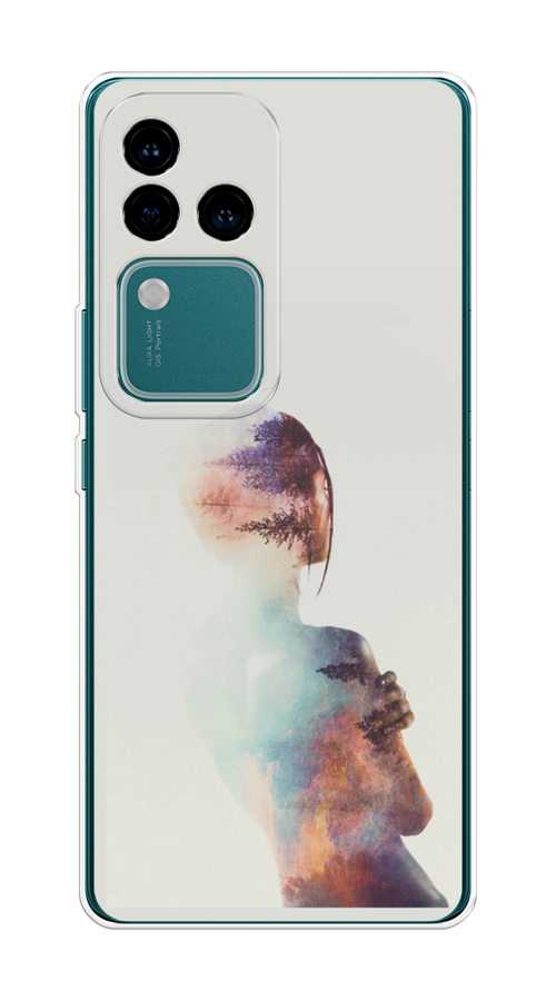 

Чехол на Vivo V30 Pro/S18 Pro "Девушка-лес", Розовый;голубой;серый, 269950-1