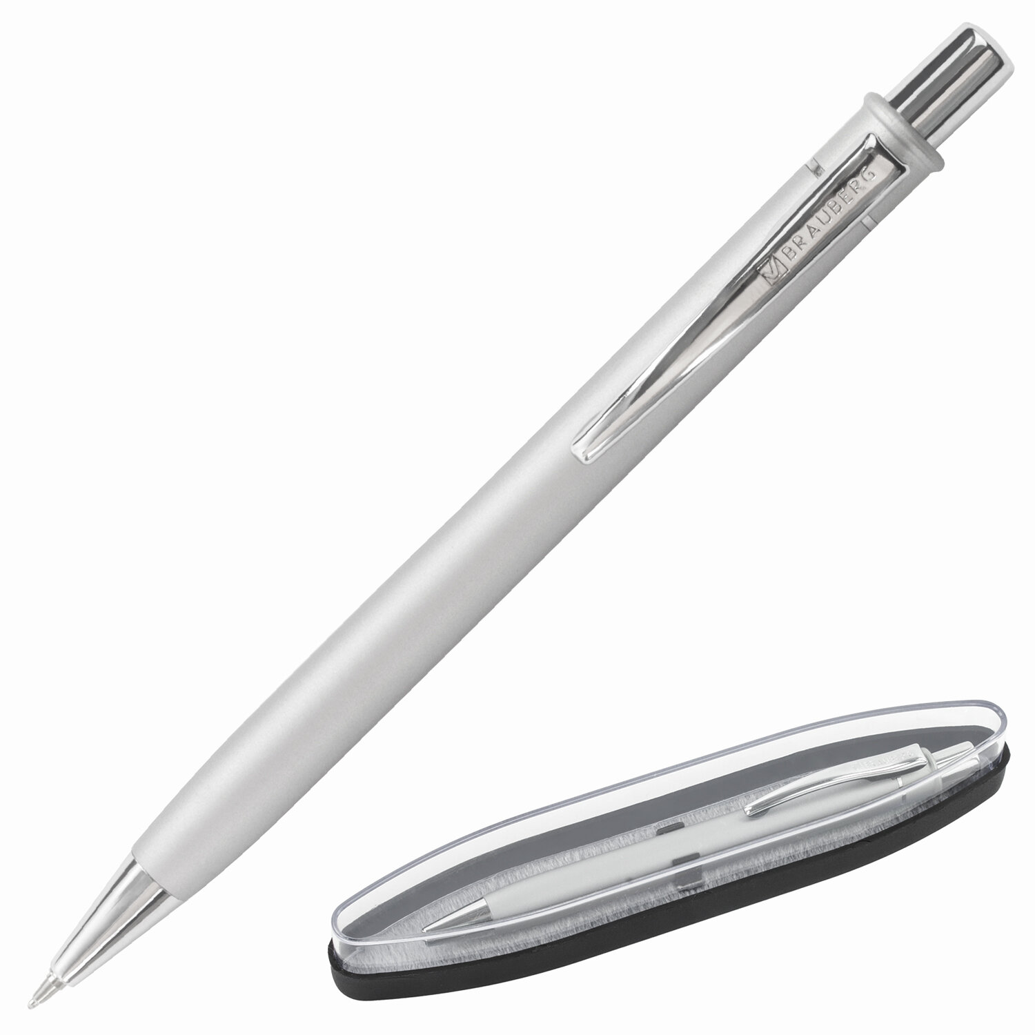 

Ручка шариковая BRAUBERG Vocale, Синяя, корпус серебристый 0,5 мм, 2 шт, 143490.287297