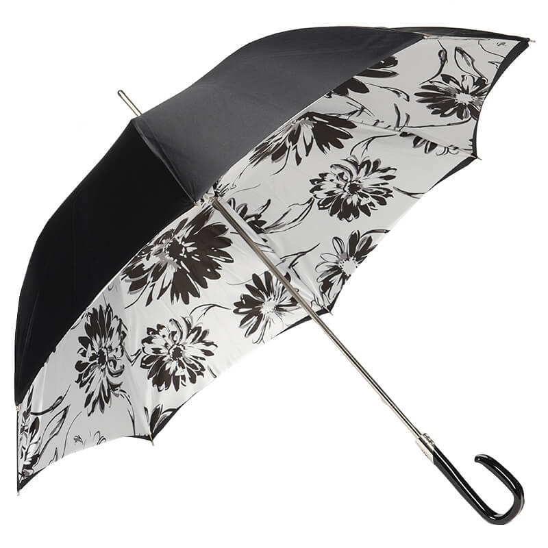 

Зонт-трость женский механический PASOTTI Nero Aster Plastica Fiore, черный, Nero Aster Plastica Fiore