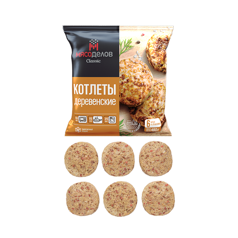 

Котлеты куриные Мясоделов Деревенские замороженные 480 г
