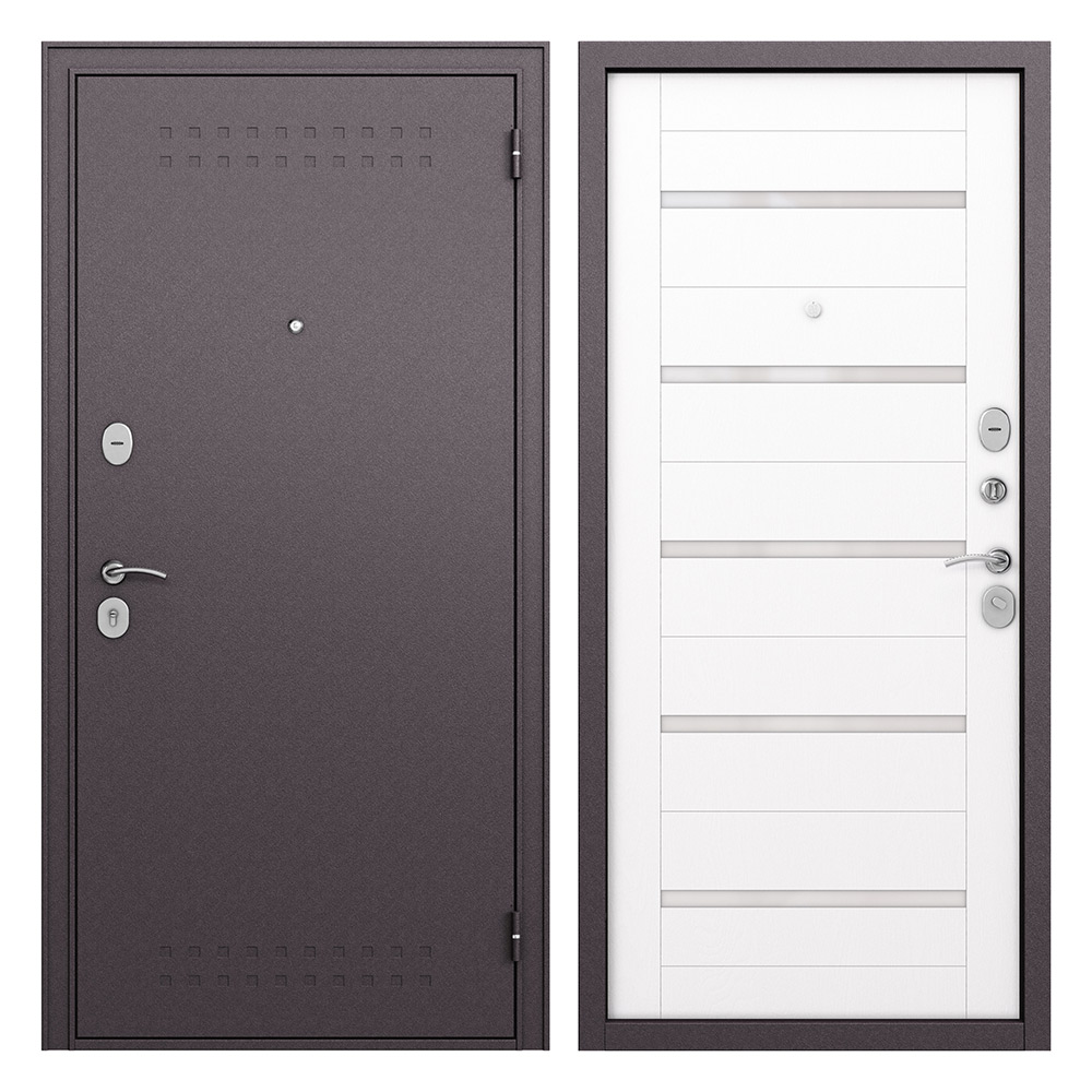 

Дверь входная Buldoors Гамма правая букле шоколад-дуб белый матовый 860х2050 мм