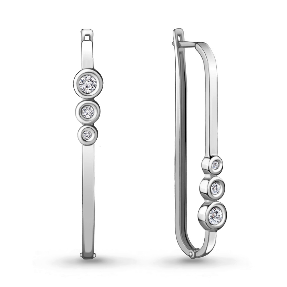 

Серьги из серебра с фианитом Aquamarine 48153А_925_р, 48153А_925_р