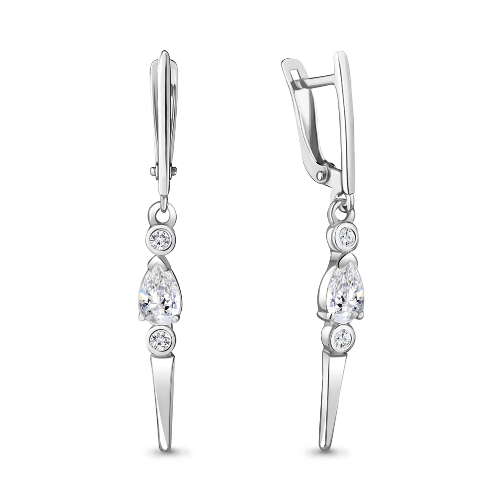

Серьги подвески из серебра с фианитом Aquamarine 48154А_925_р, 48154А_925_р