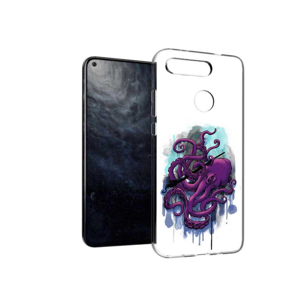 

Чехол MyPads Tocco для Huawei Honor 20 фиолетовый осьминог, Прозрачный, Tocco
