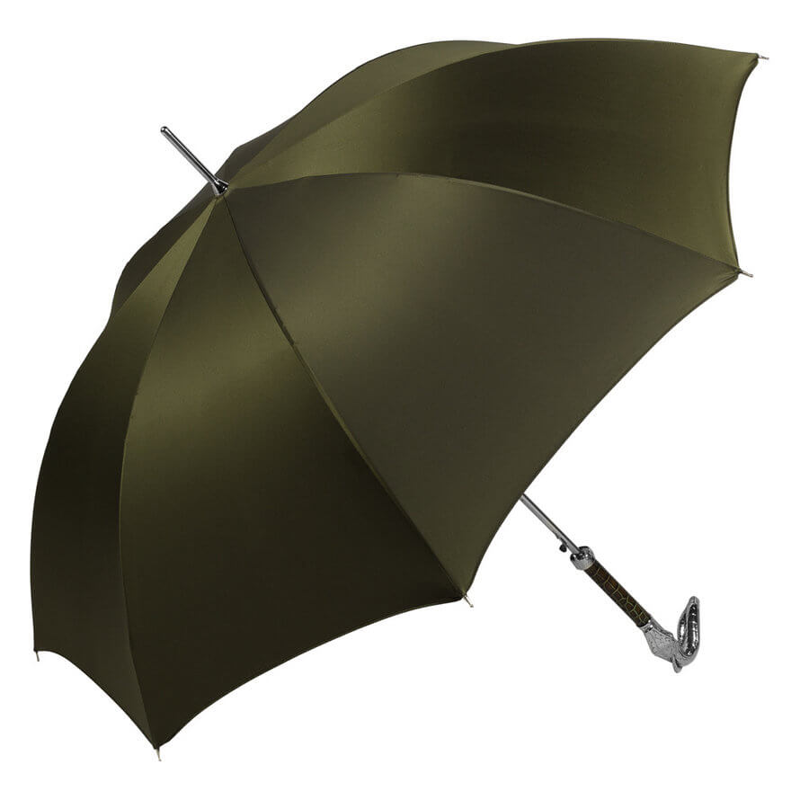 Зонт-трость мужской механический PASOTTI Serpente Pelle Oxford, зеленый