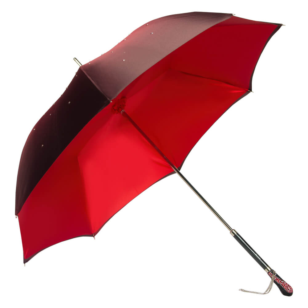 Зонт-трость женский механический PASOTTI Swarovski Rosso, красный