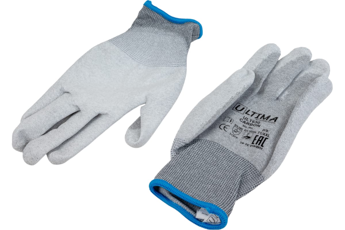 фото Нейлоновые перчатки с карбоновой нитью и полиуретановым покрытием ultima carbon ult630/xxl