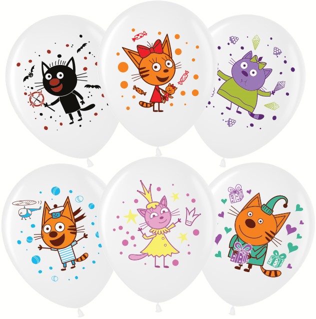 

Воздушный Шар Волна Веселья (12''/30 см) Три Кота, Играем вместе, Белый, пастель, 5 шт., Воздушный шар латексный