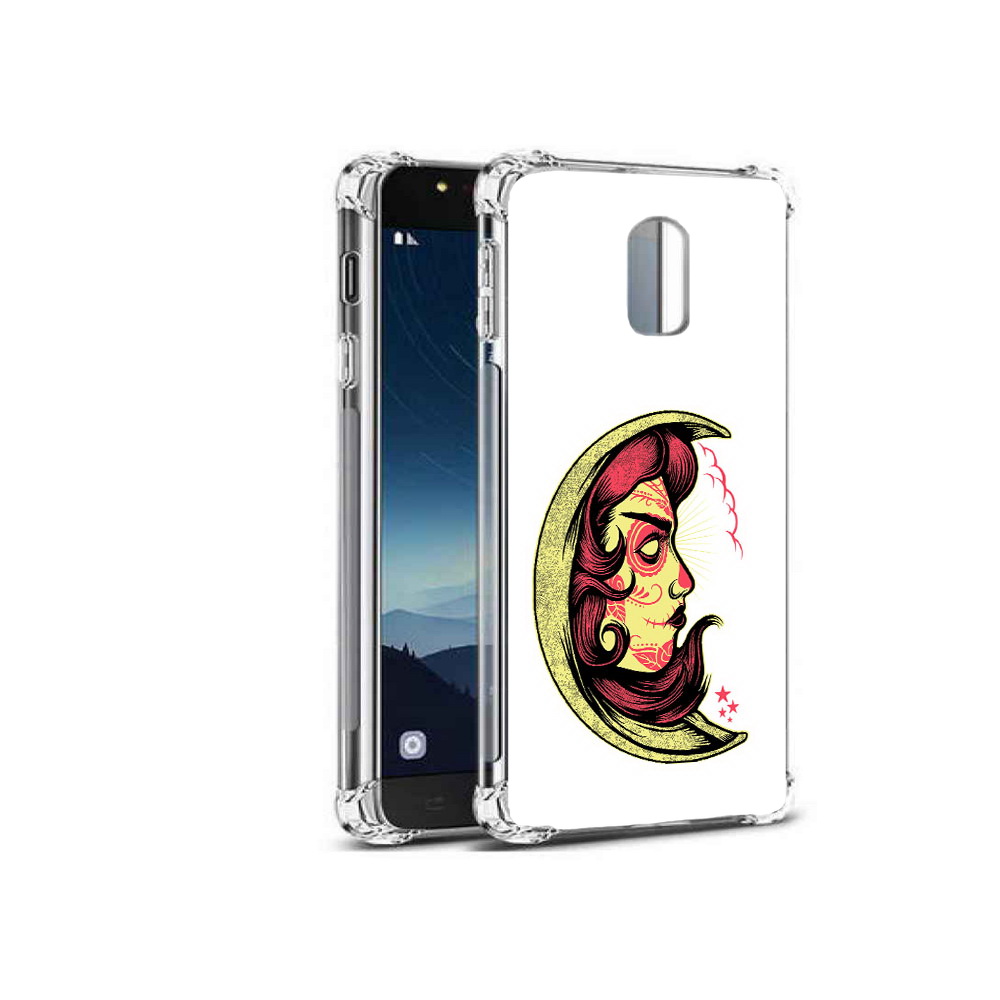 

Чехол MyPads Tocco для Samsung Galaxy C8 желтый полумесяц с лицом девушки, Прозрачный, Tocco
