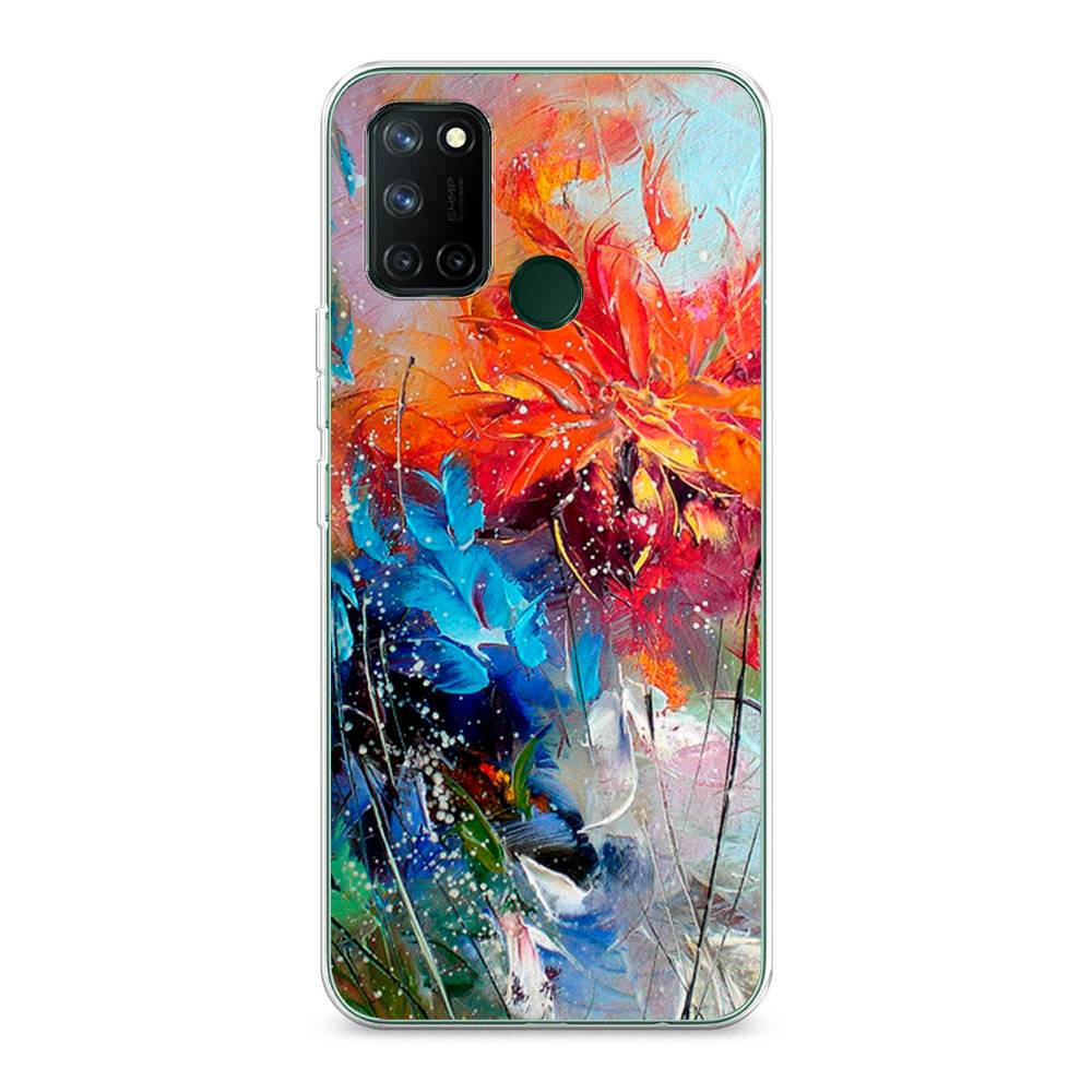

Чехол на Realme 7i "Абстрактные цветы", Оранжевый;синий, 253950-4