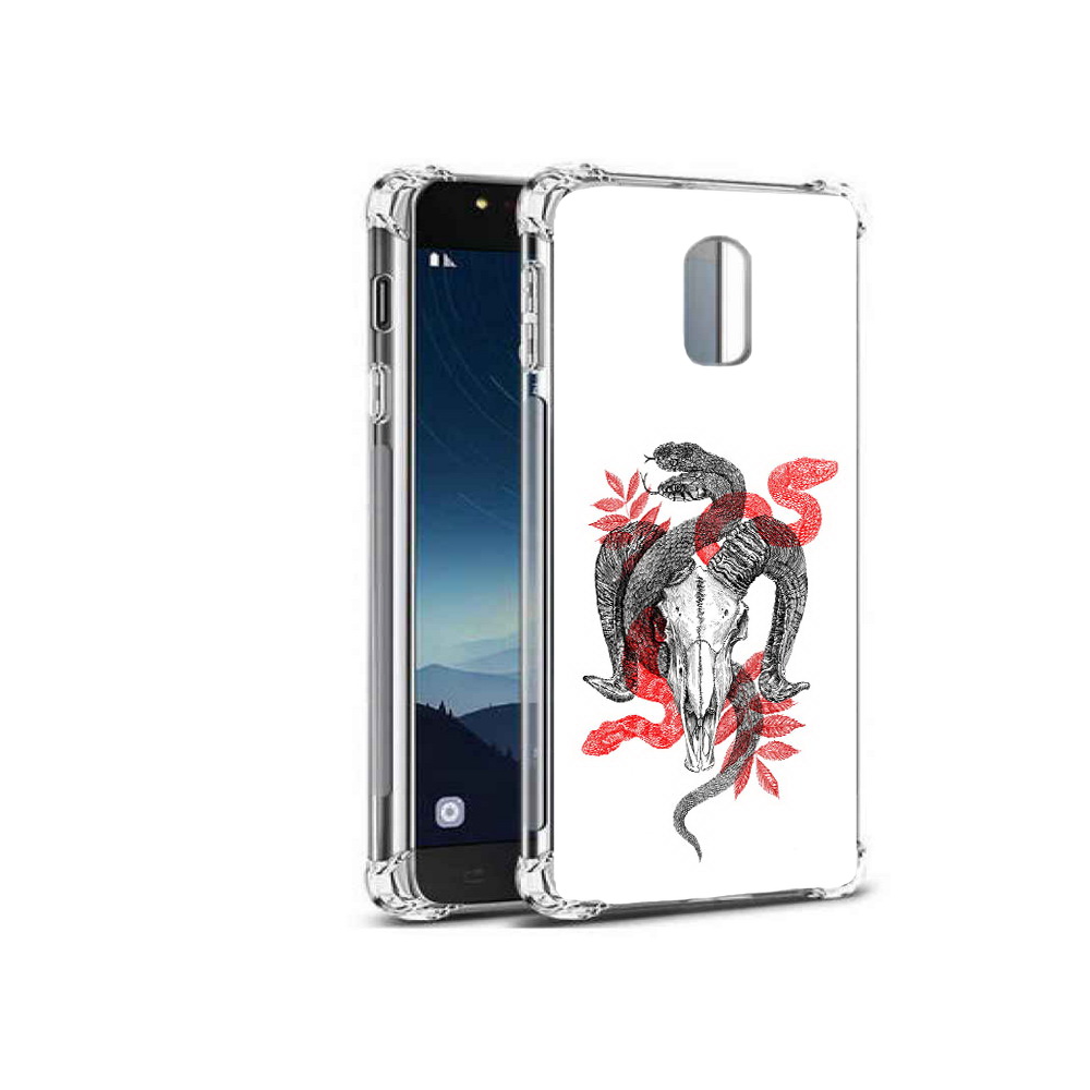 

Чехол MyPads Tocco для Samsung Galaxy C8 змея в черепе рисунок (PT96288.518.365), Прозрачный, Tocco