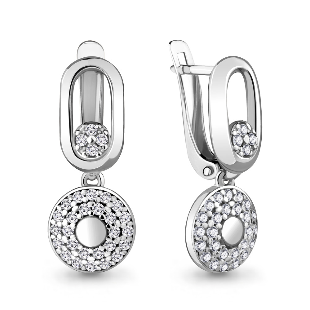 

Серьги подвески из серебра с фианитом Aquamarine 48164А_925_р, 48164А_925_р