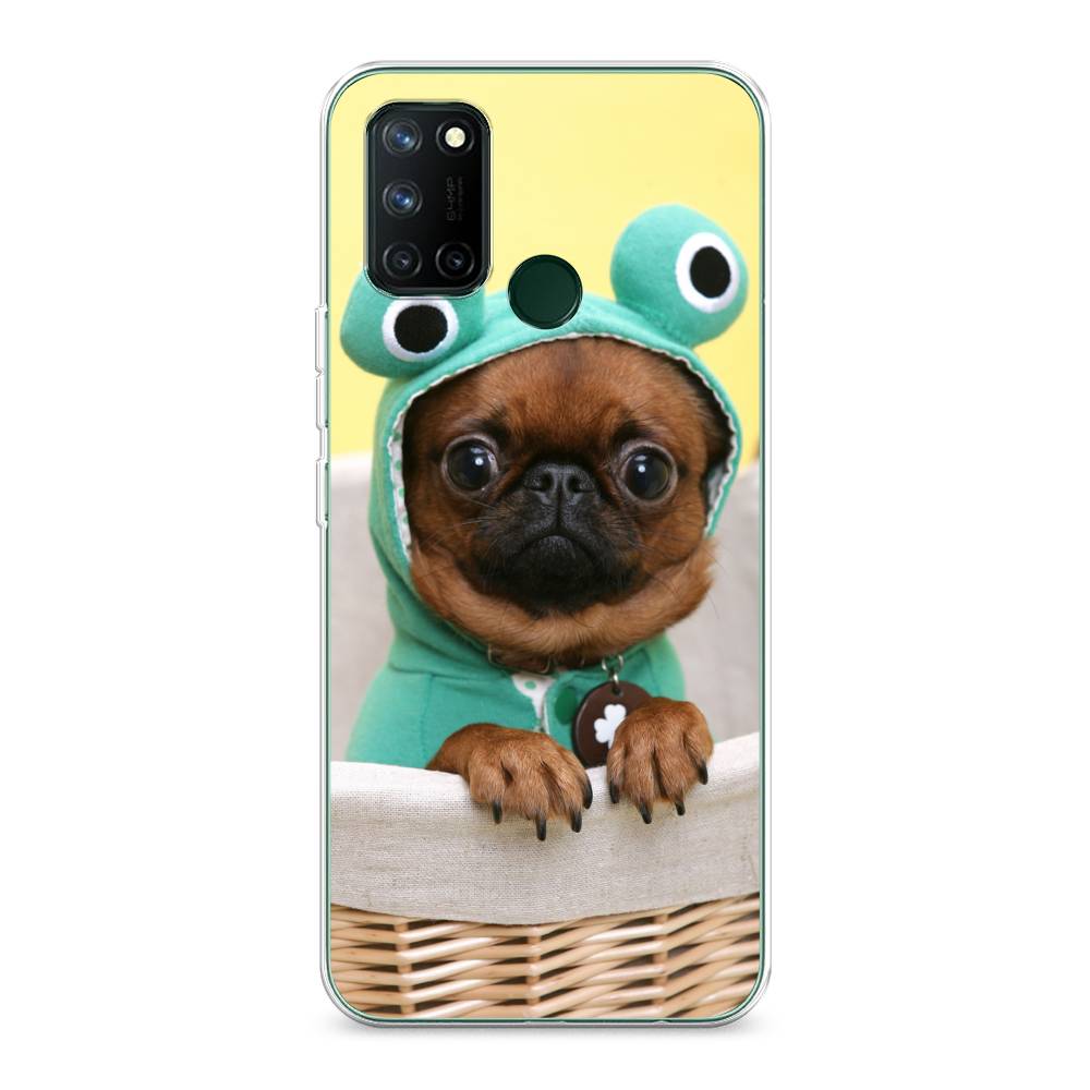 

Чехол на Realme 7i "Собачка в шапке лягушки", Коричневый;желтый;голубой, 253950-1