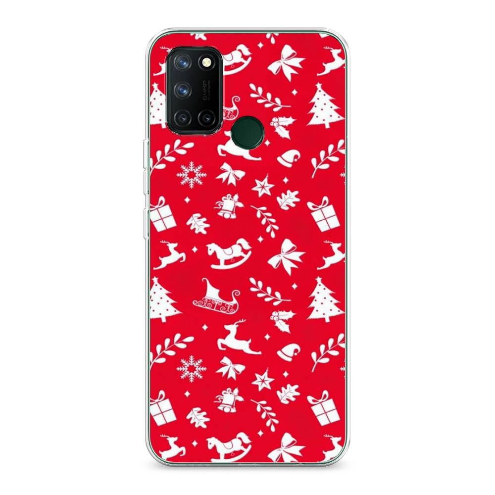 

Чехол на Realme 7i "Красный новогодний фон", Красный;белый, 253950-5