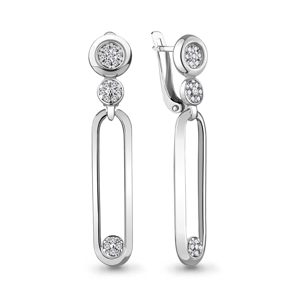 

Серьги подвески из серебра с фианитом Aquamarine 48166А_925_р, 48166А_925_р