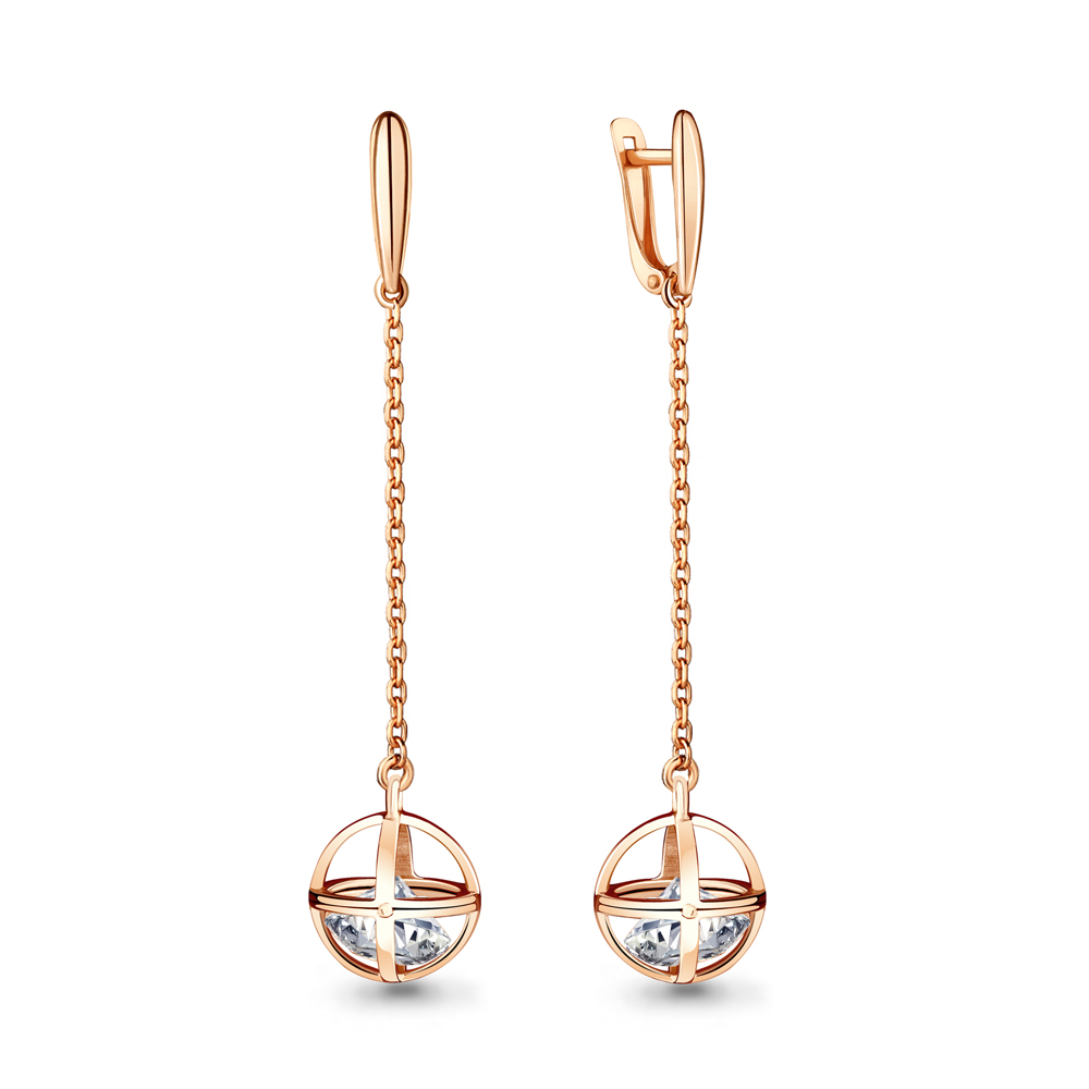 

Серьги подвески из серебра с фианитом Aquamarine 48168_925_з, 48168_925_з