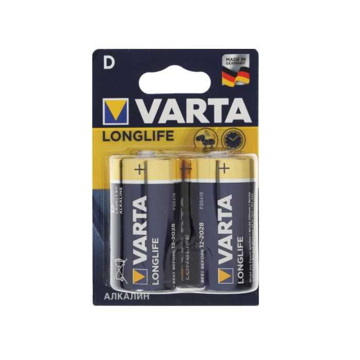 Батарейки Varta LongLife D, 2 шт