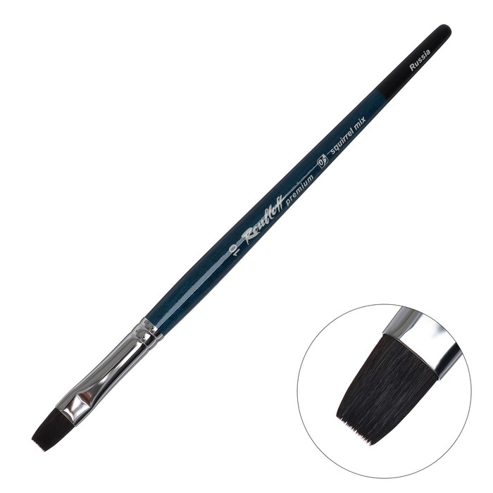

Кисть Roubloff premium Белка микс серия Squirrel mix Flat № 10 ручка короткая синяя с окра