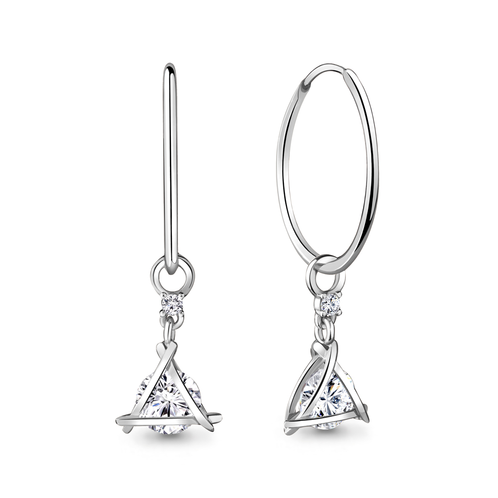 

Серьги конго из серебра с фианитом Aquamarine 48170А_925_р, 48170А_925_р