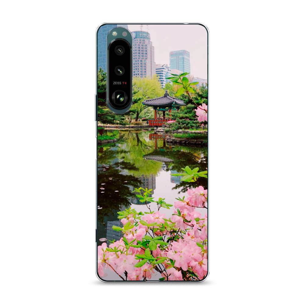 

Чехол на Sony Xperia 1 III "Сакура возле озера", Зеленый;розовый;голубой, 54850-2