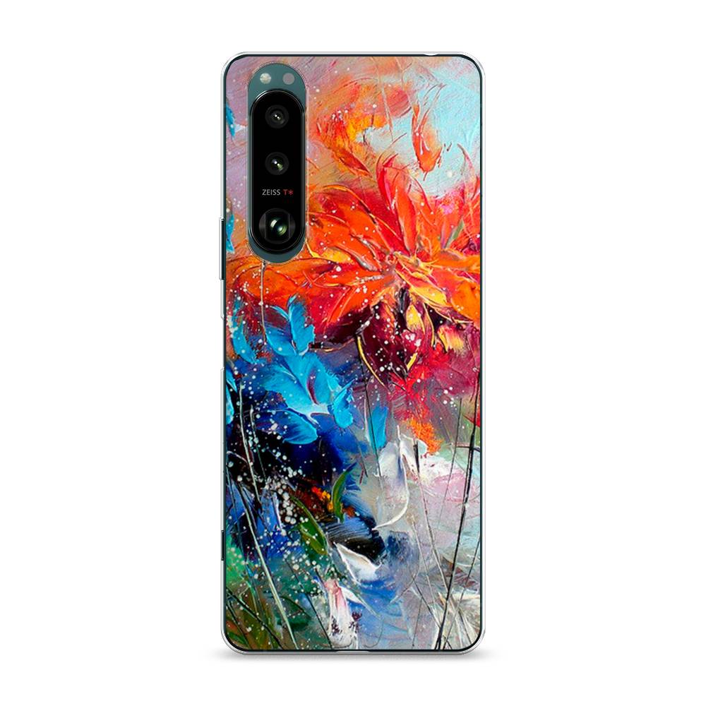 

Чехол на Sony Xperia 1 III "Абстрактные цветы", Оранжевый;синий, 54850-4