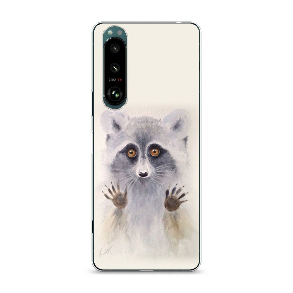 

Чехол на Sony Xperia 1 III "Енот за стеклом", Бежевый;серый, 54850-4