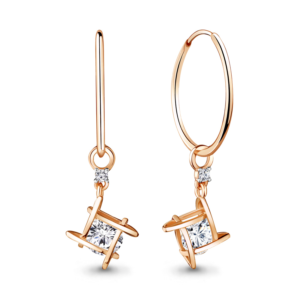 

Серьги конго из серебра с фианитом Aquamarine 48174А_925_з, 48174А_925_з
