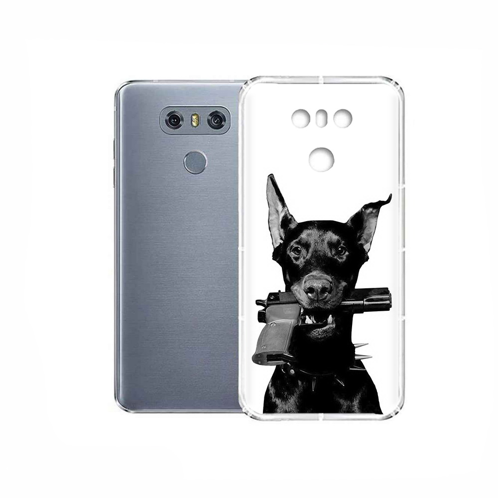 

Чехол MyPads Tocco для LG G6 доберман с пистолетом, Прозрачный, Tocco