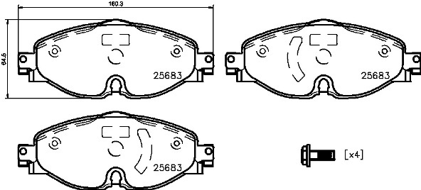 

Колодки тормозные дисковые передн, VW: CADDY 15-, GOLF 12- , PASSAT 14- , TIGUAN 16-