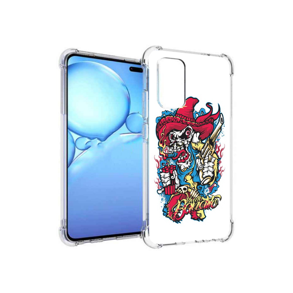 

Чехол MyPads Tocco для Vivo V19 нарисованный скелет с писталетом (PT147328.392.513), Прозрачный, Tocco