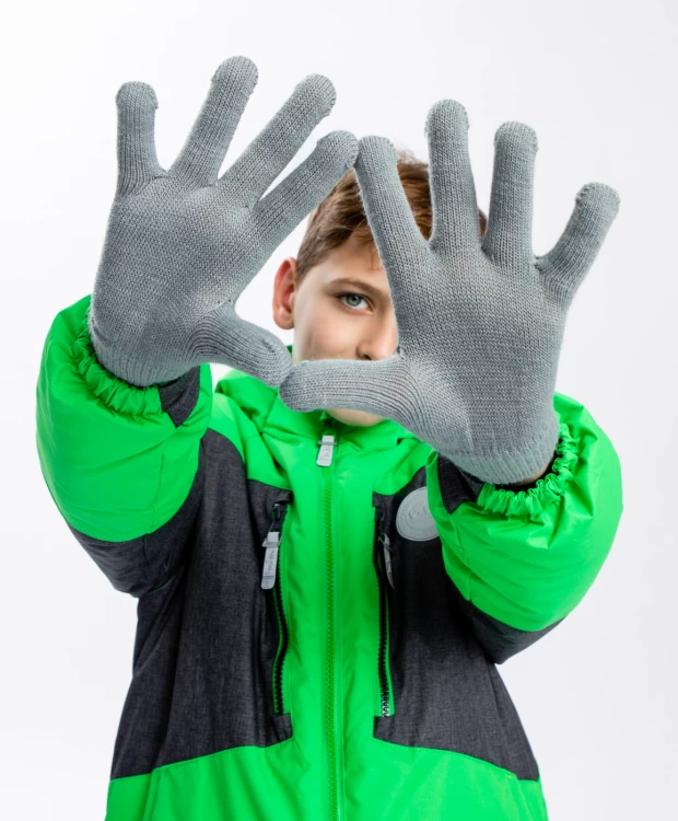 Перчатки детские Button Blue 223BBBX76020100, серый, 16