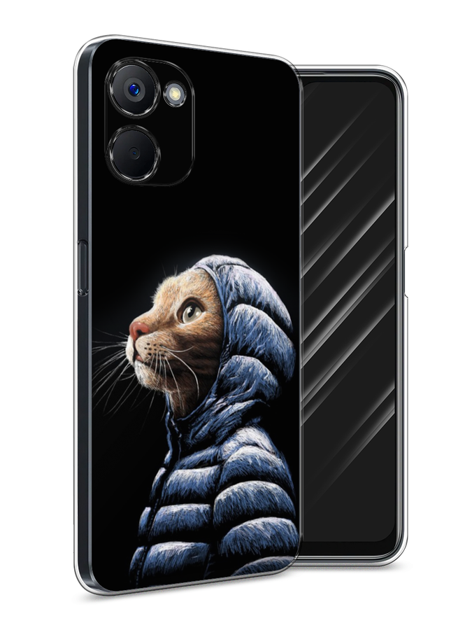 

Чехол Awog на Realme V20 "Кот в капюшоне", Черный;бежевый;синий, 2512950-2