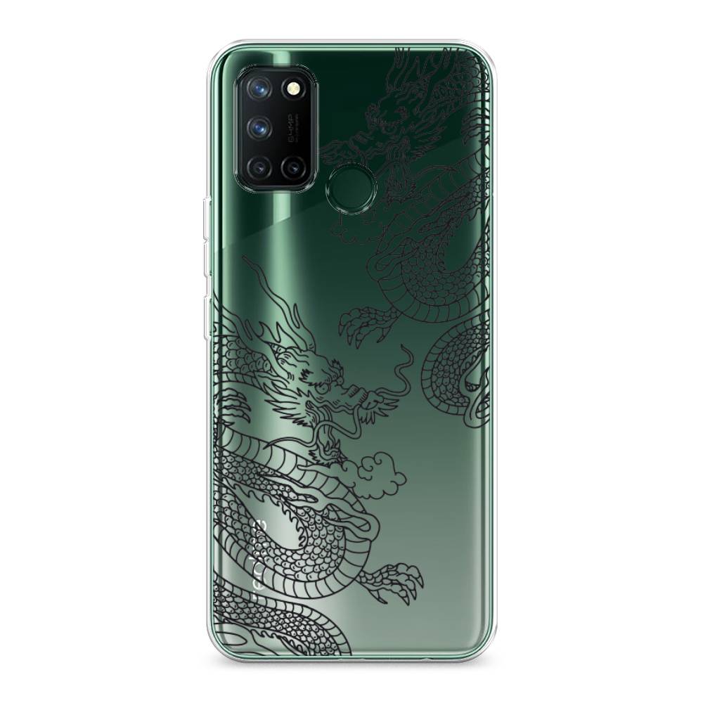 

Чехол на Realme 7i "Два китайских дракона", Серый;черный, 253950-1