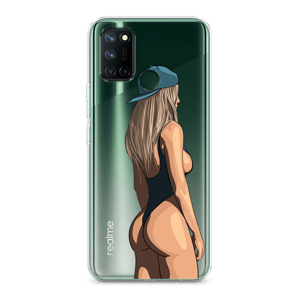 

Чехол на Realme 7i "Девушка в черном купальнике", Зеленый;бежевый;черный, 253950-6