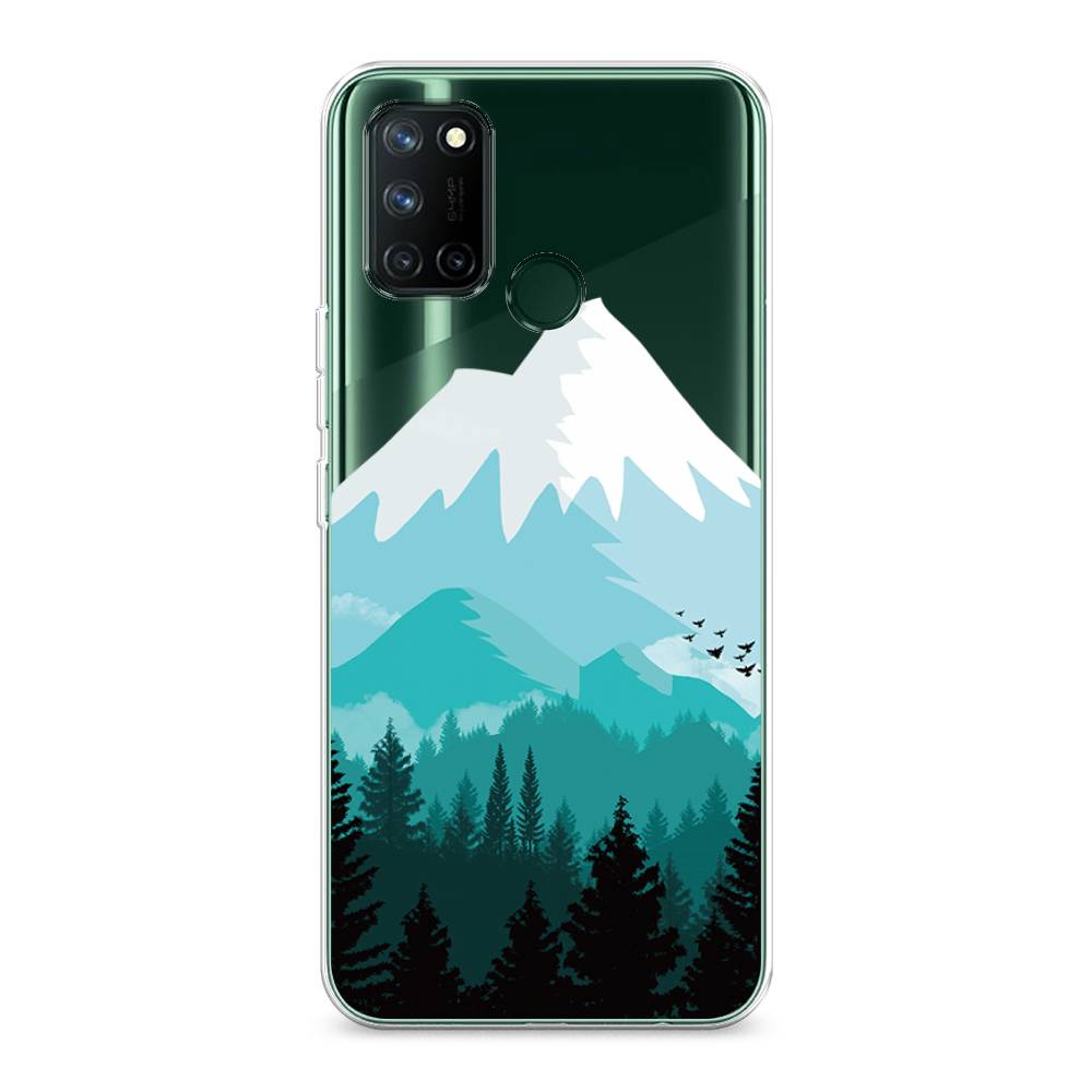 

Чехол на Realme 7i "Синяя снежная гора", Белый;голубой, 253950-2