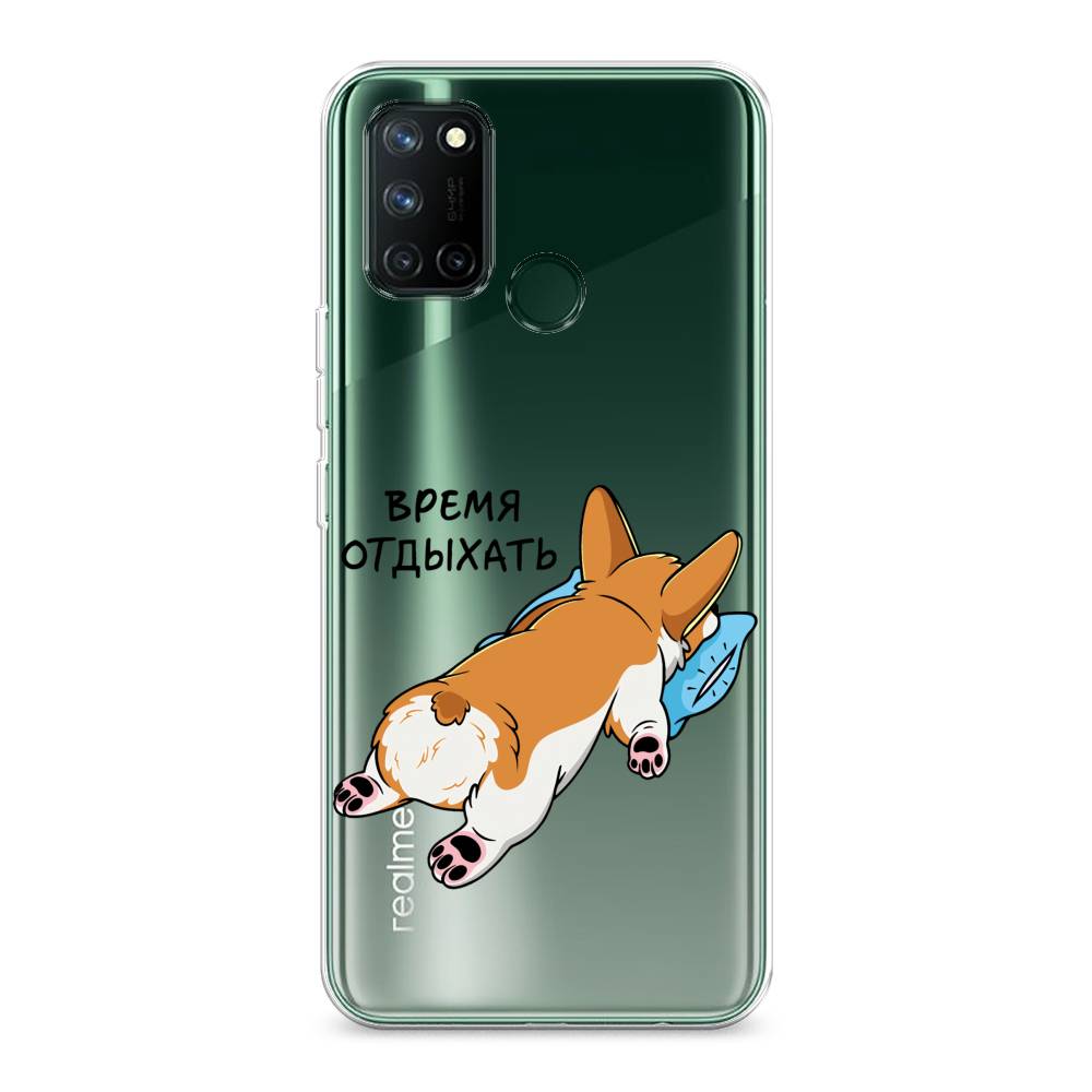 

Чехол на Realme 7i "Корги отдыхает", Черный;коричневый;голубой, 253950-1