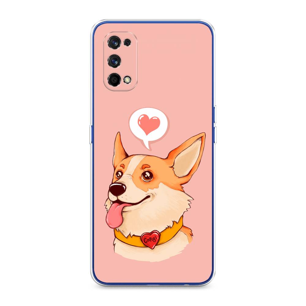 

Чехол на Realme 7 Pro "Корги язык", Розовый;коричневый, 254050-1