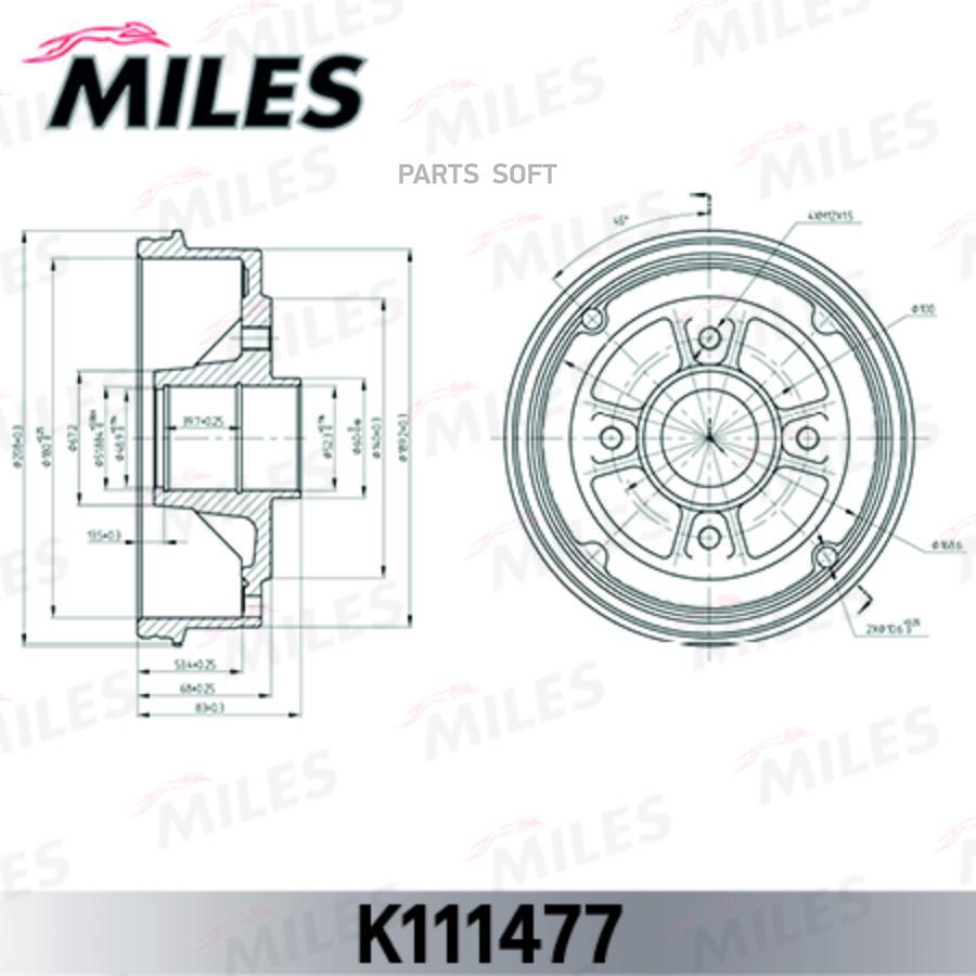 Барабан Тормозной Renault Clio, Logan 180 Х 53,5 4 Отверстия (-Abs) Miles Miles  K1114