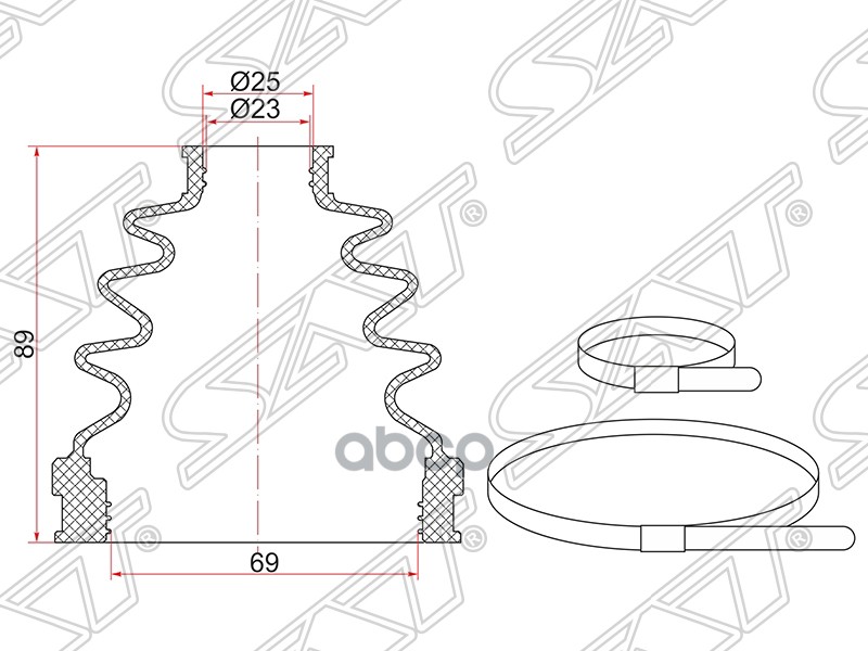 фото Пыльник шрус внутренний nissan teana j31/j32r/x-trail t30/sylphy g10 (2 хомута. резина) sa sat