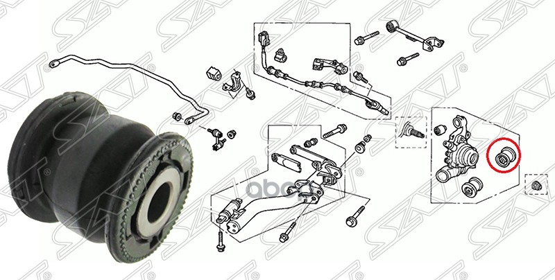 фото Сайлентблок задней ступицы rr honda civic/cr-v/stream 01- sat арт. st52366s5a024