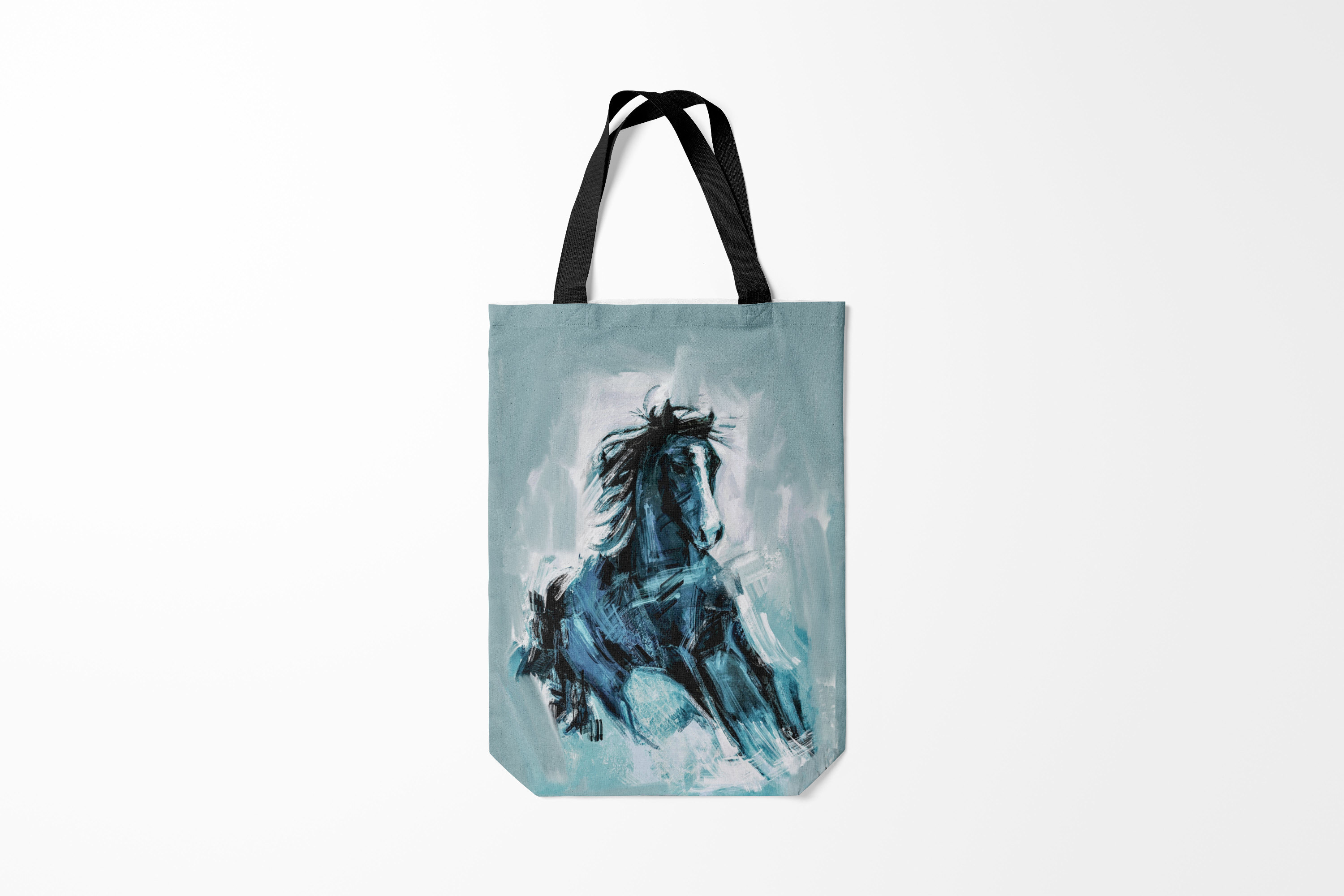 фото Сумка шоппер женская burnettie лошади нарисованный конь, разноцветный
