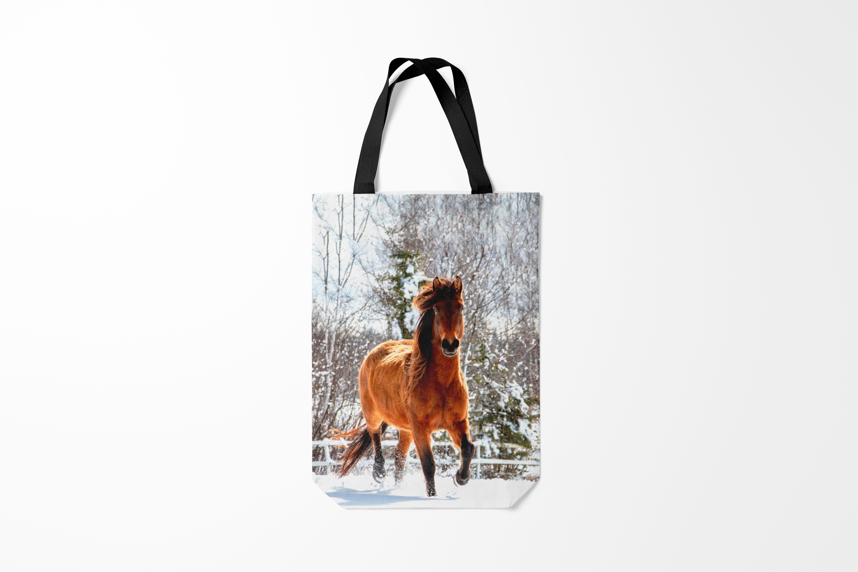 фото Сумка шоппер женская burnettie лошади конь и снег, разноцветный