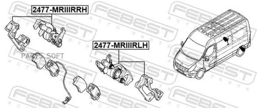 

Тормозной суппорт FEBEST задний левый 2477MRIIIRLH