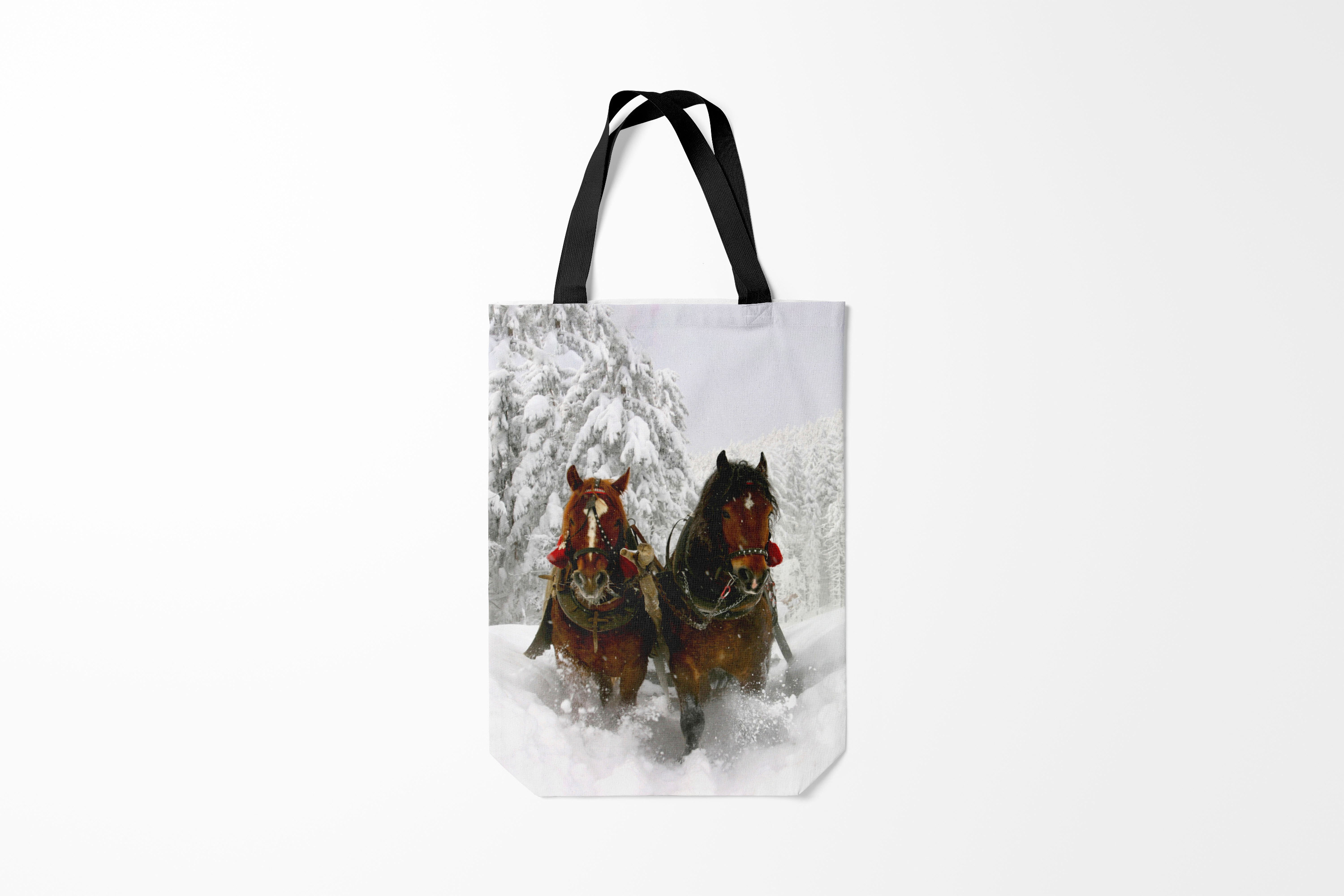 фото Сумка шоппер женская burnettie лошади и снег, разноцветный