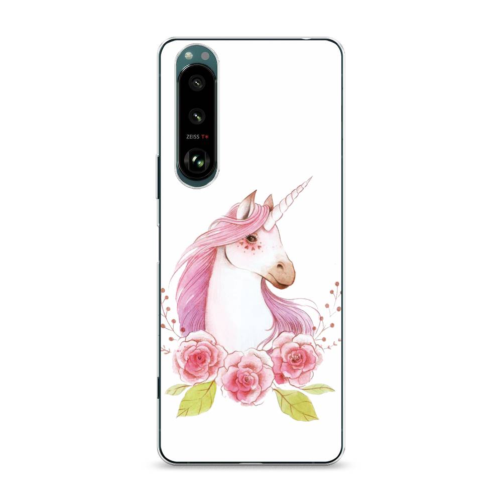 

Чехол на Sony Xperia 1 III "Единорог цветы", Белый;розовый;серый, 54850-1