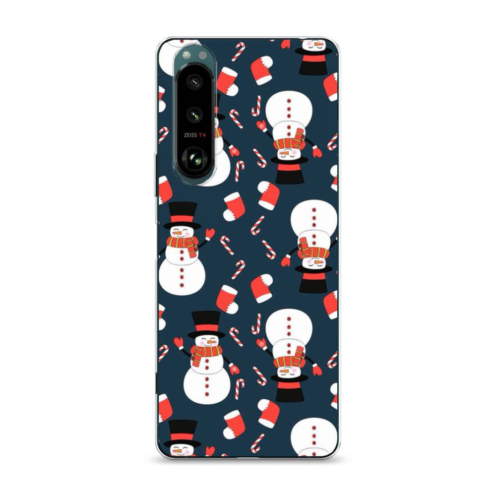 

Чехол на Sony Xperia 1 III "Синие снеговики", Синий;белый;красный, 54850-5