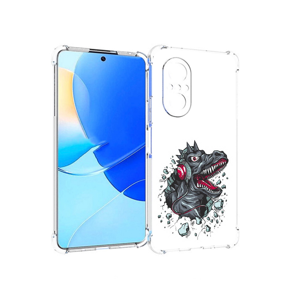 

Чехол MyPads Tocco для Huawei Nova 9 SE Нарисованный динозавр в наушниках, Прозрачный, Tocco