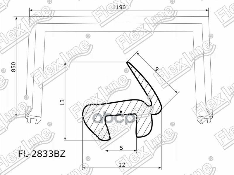 FLEXLINE Молдинг лобового стекла п-образный LANCER X 07-18